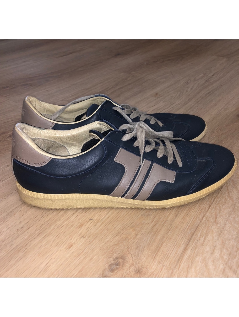 TISZA COMPAKT LEATHER HUNGARY SHOES SNEAKERS BLUE GRAY VINTAGE RARE MENS SIZE 10